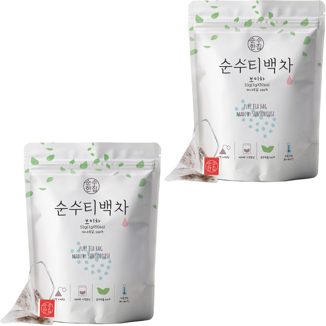 순수한집 보이차, 1g, 50개입, 2개