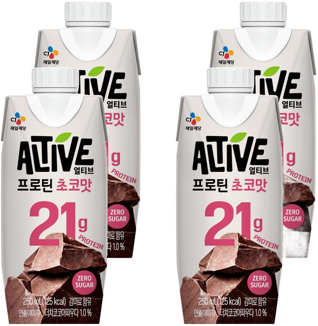 얼티브 프로틴 초코맛, 250ml, 4개