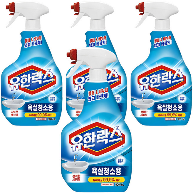 유한락스 욕실청소용 세정제, 900ml, 4개