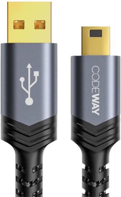 CODEWAY USB A to Mini 5Pin 傳輸線, 1m, 黑色, 1條