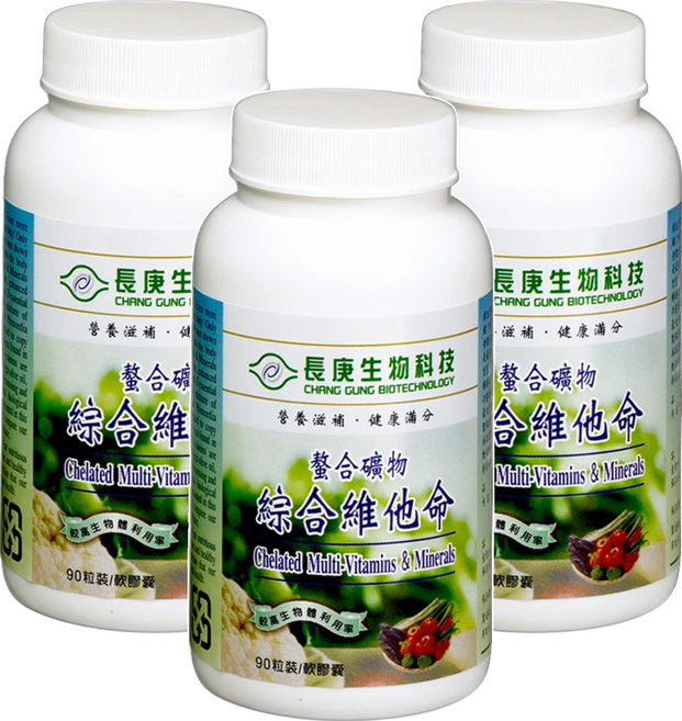 長庚生物科技 螯合礦物綜合維他命軟膠囊, 90顆, 700mg, 3瓶