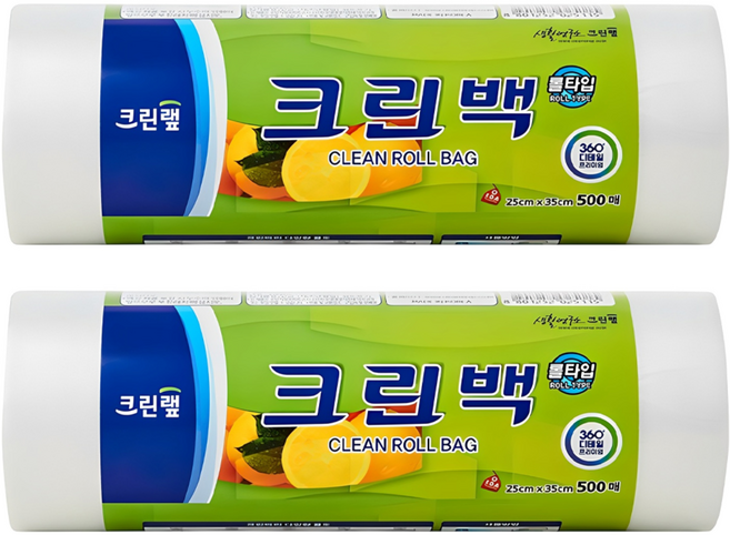 크린랩 롤백 25cm x 35cm, 중(M), 500개입, 2개