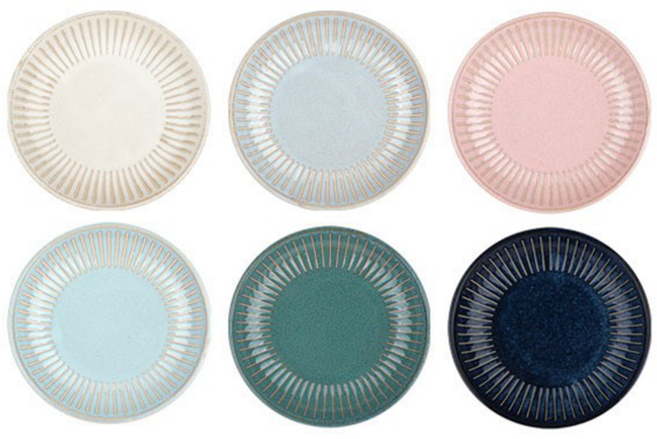 NICOTT Everyday collection 陶瓷小碟 6入組, 白色 + 灰色 + 粉色 + 藍色 + 綠色 + 黑色, 1組