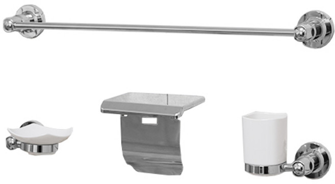 욕실 악세사리 4종세트 SW650, 실버, 1세트