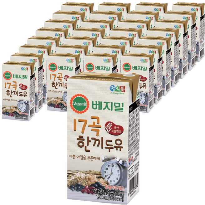 베지밀 17곡 한끼두유, 190ml, 64개