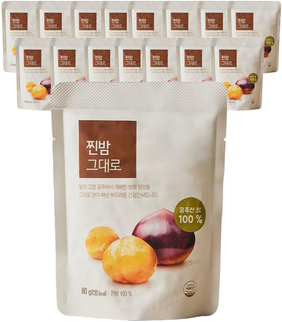 올가홀푸드 찐밤 그대로 맛밤, 80g, 16개