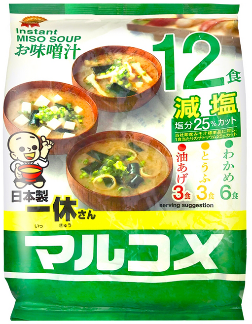 marukome 一休味噌湯 減鹽 12食, 191.1g, 1袋