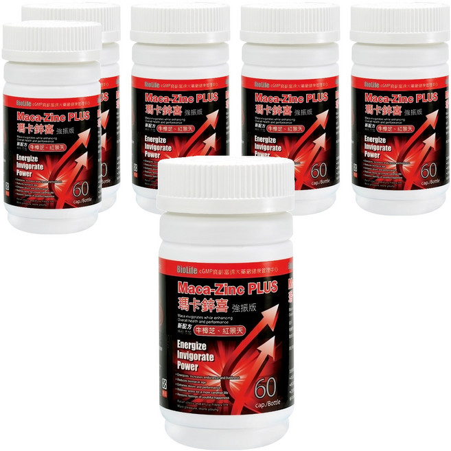 PBF 寶齡富錦 瑪卡鋅喜強振版膠囊 含MACA牛樟芝+紅景天, 60顆, 6罐