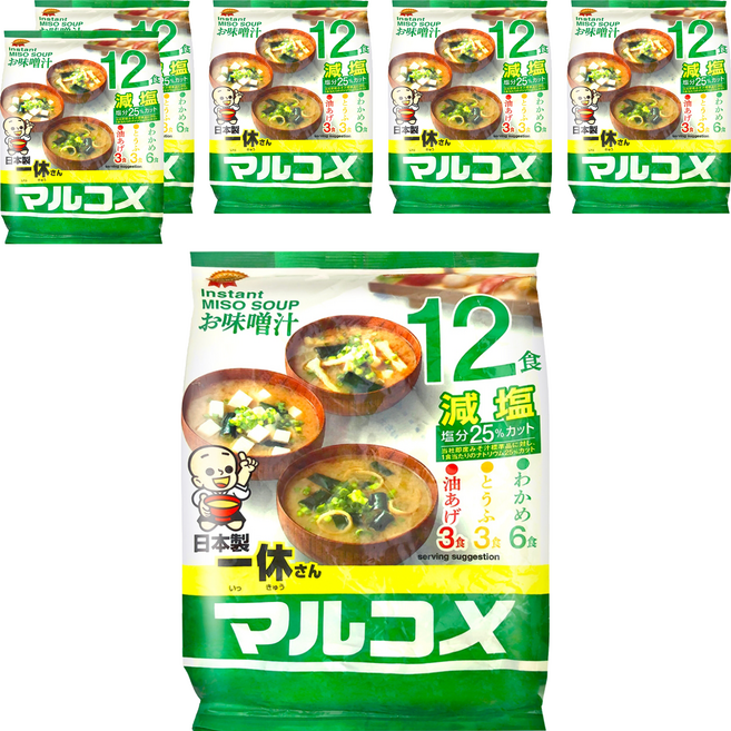 marukome 一休味噌湯 減鹽 12食, 191.1g, 6袋