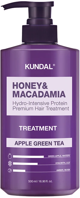 쿤달 허니 앤 마카다미아 헤어 트리트먼트 애플그린티향, 500ml, 1개 - 쿠팡