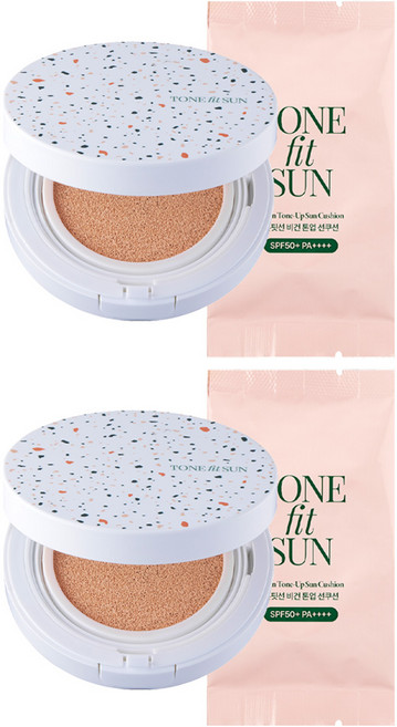 톤핏선 비건 톤업 선쿠션 본품 12g + 리필 12g 세트 SPF50+ PA++++, 2개