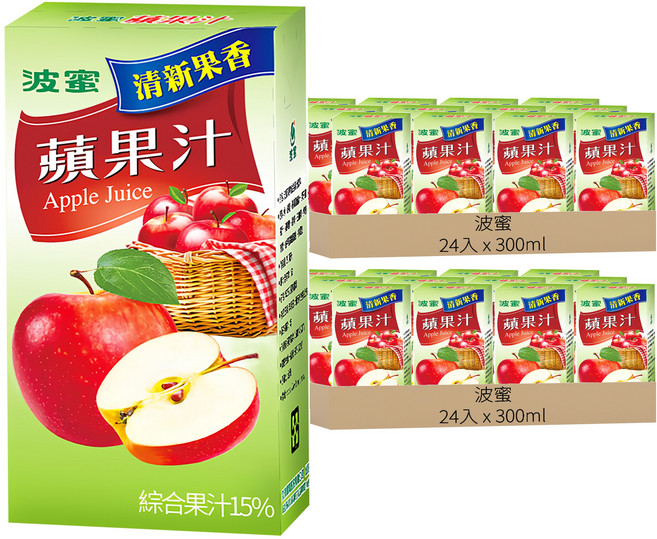 波蜜 蘋果汁, 48入, 300ml