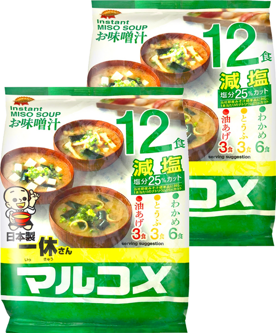 marukome 一休味噌湯 減鹽 12食, 191.1g, 2袋