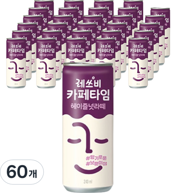 레쓰비 카페타임 헤이즐넛라떼, 240ml, 60개