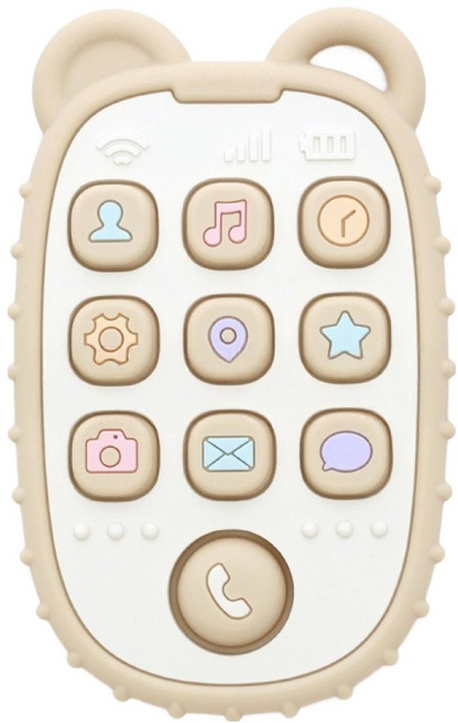 베베엔 실리콘 팝잇 핸드폰 푸쉬팝 치발기, 베이지, 1개