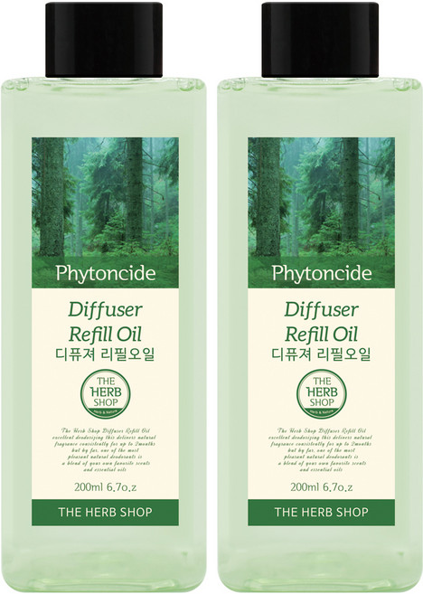 더허브샵 디퓨저 리필오일, 피톤치드, 200ml, 2개