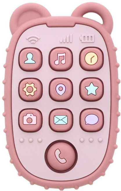 베베엔 실리콘 팝잇 핸드폰 푸쉬팝 치발기, 딥핑크, 1개