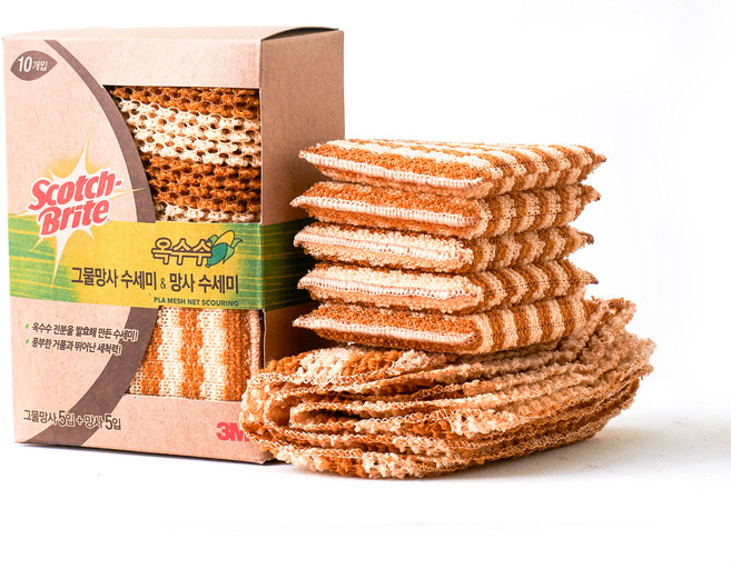3M 스카치브라이트 내츄럴 옥수수 수세미 세트, 10개입, 1개