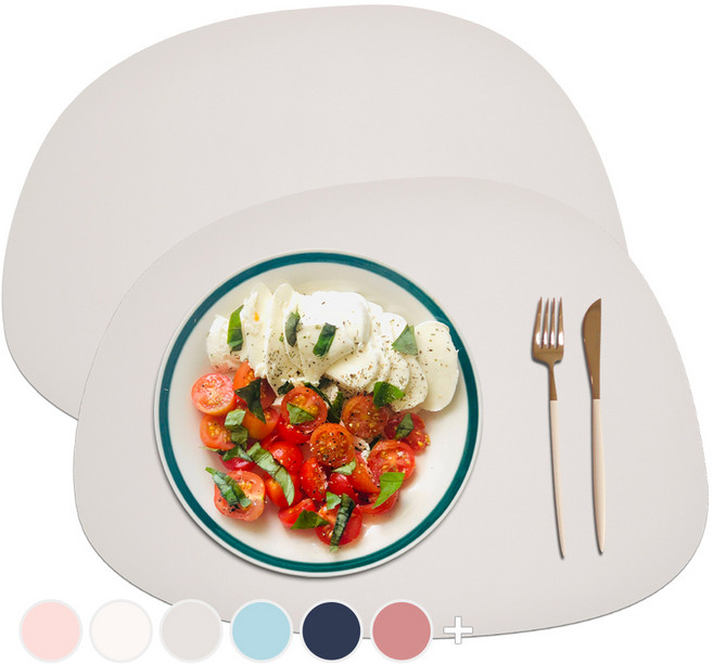 소이믹스 블링 조약돌 방수 가죽 테이블 매트 2p, 웜그레이, 42 x 32cm, 2개