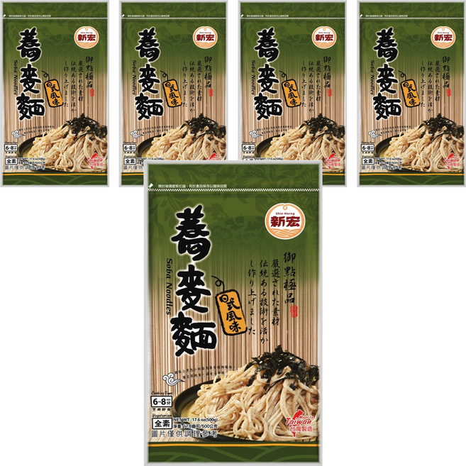 新宏 蕎麥麵 全素, 500g, 5包