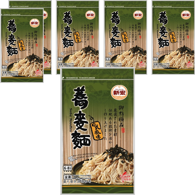 新宏蕎麥麵 - 500g 天風味 台灣製造, 6包