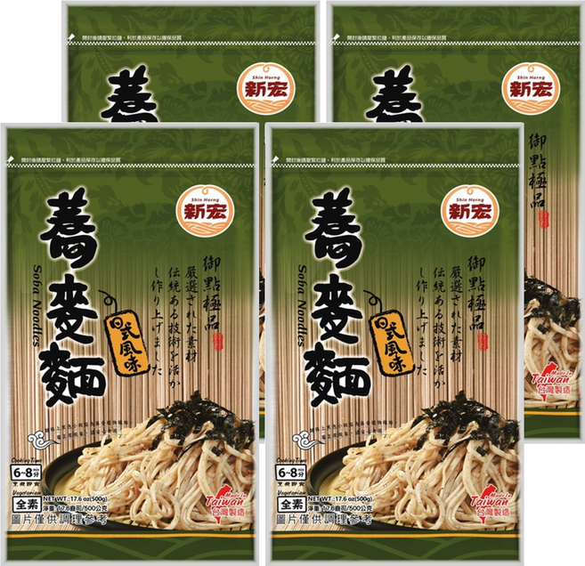 新宏蕎麥麵 - 500g 天風味 台灣製造, 4包