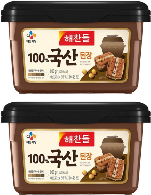 해찬들 100% 국산된장, 900g, 2개