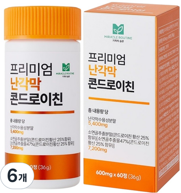 Miracle Lutein 優質蛋殼膜軟骨素 60錠, 36g, 6個
