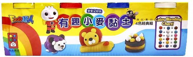 風車圖書 有趣小麥黏土4色經典組, 黃色 + 紅色 + 藍色 + 白色, 560g, 1組