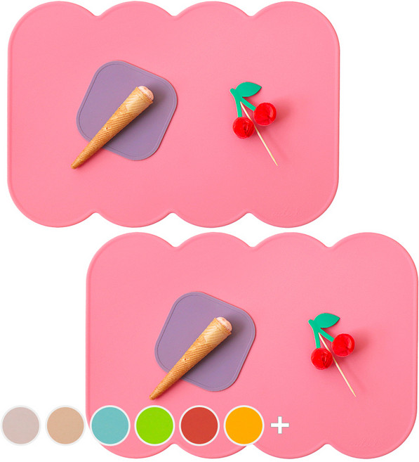 에이드엘 슬림 코튼 실리콘 테이블매트 2p, 크림핑크, 388 x 267 x 1.8 mm, 2개