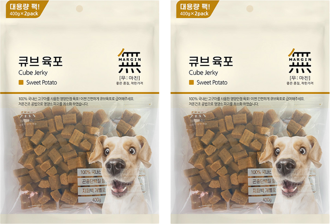무마진 큐브 육포 강아지 간식 져키, 고구마맛, 800g, 2개