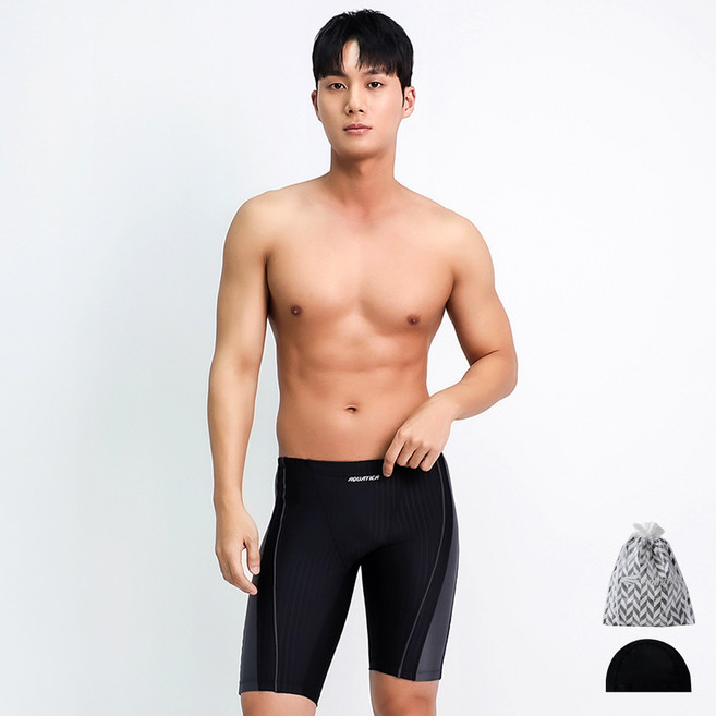 아쿠아티카 남성용 사각 수영복 + 모자 + 가방 세트 BBF09