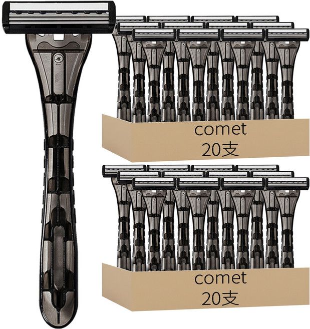 comet 三刀頭拋棄式刮鬍刀 個別包裝, 20支, 2組
