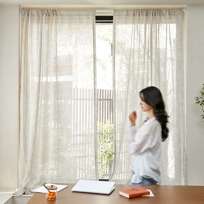 바자르 소프트 무드 린넨 가리개커튼 2p