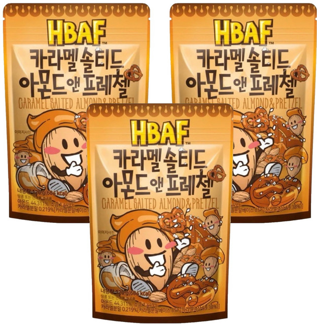 HBAF 焦糖杏仁果與蝴蝶餅, 120g, 3包