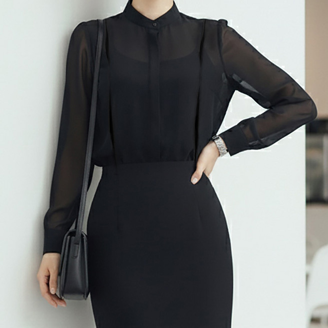 페이퍼먼츠 샤일 시스루 긴팔 블라우스 13935