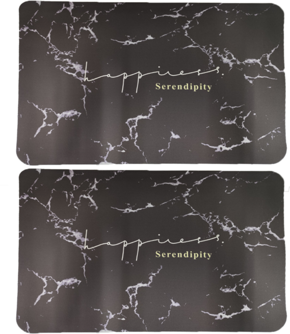 FAmILyLIFE 生活 硅藻土吸水地墊, 黑色石紋, 2個