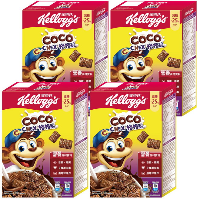 Kellogg's 家樂氏 COCO 可可猴 格格脆, 170g, 4盒