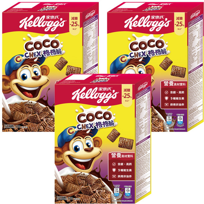 Kellogg's 家樂氏 COCO 可可猴 格格脆, 170g, 3盒