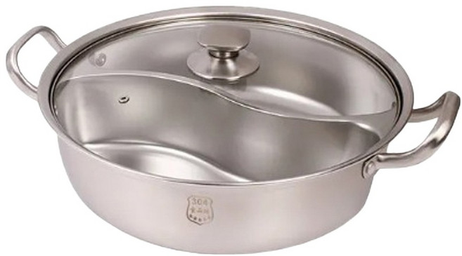 HIKARI 日光生活 無接縫雙享鴛鴦鍋 附蓋 H038, 34cm, 不鏽鋼, 1個