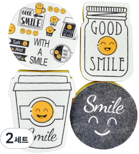 구디푸디 스마일 수세미 4종 세트 스펀지, 4개, 2세트