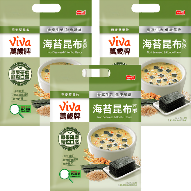 ViVa 萬歲牌 燕麥堅果飲 海苔昆布, 320g, 3袋