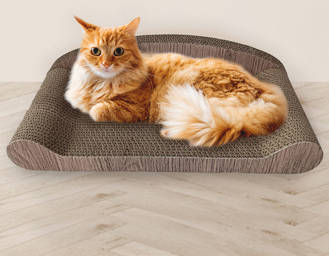 펫샵 벤치소파형 캣스크래쳐, 우드베이지, 1개