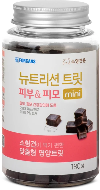 포켄스 강아지 뉴트리션 트릿 미니 영양제, 180정, 피부/피모, 1개 - 쿠팡