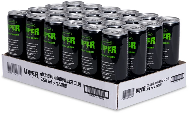 삼대오백 바이퍼 에너지 그린 제로음료, 355ml, 24개 - 쿠팡