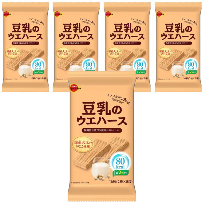 BOURBON 北日本 豆乳威化夾心餅, 112.8g, 5袋