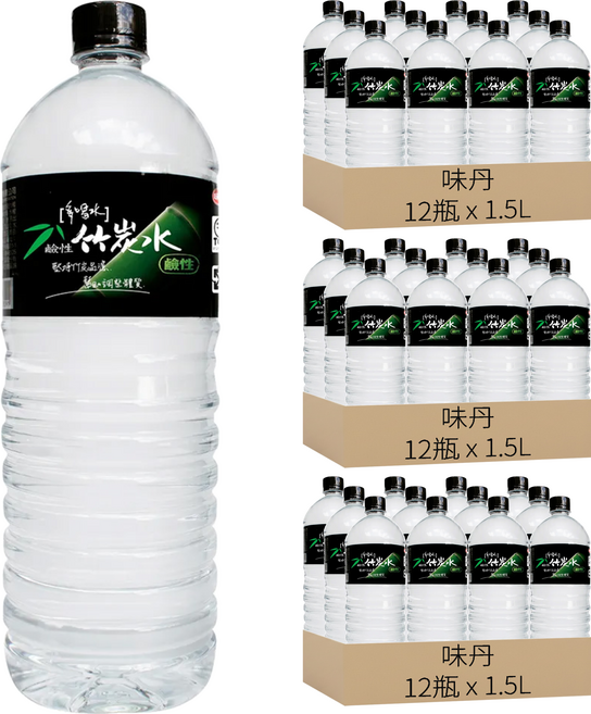 多喝水 鹼性竹炭水, 1.5L, 36瓶