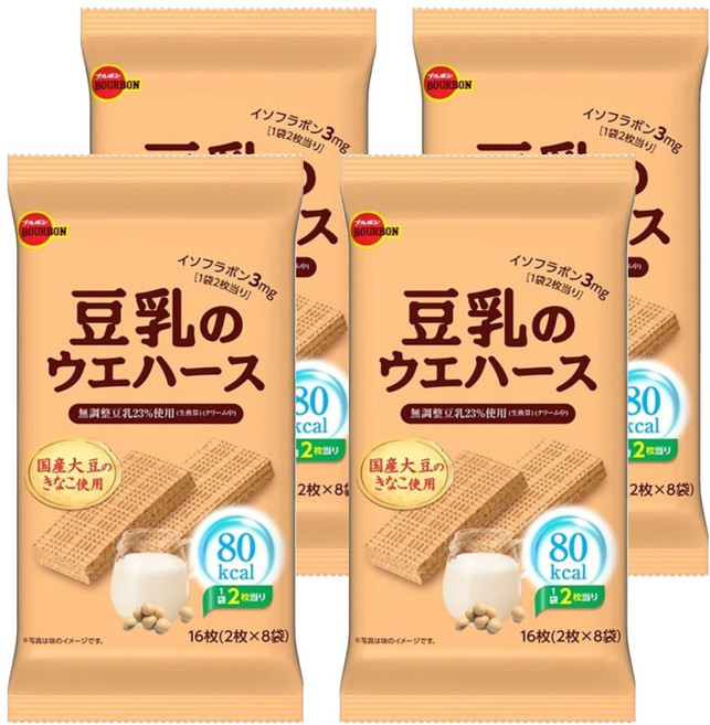 BOURBON 北日本 豆乳威化夾心餅, 112.8g, 4袋