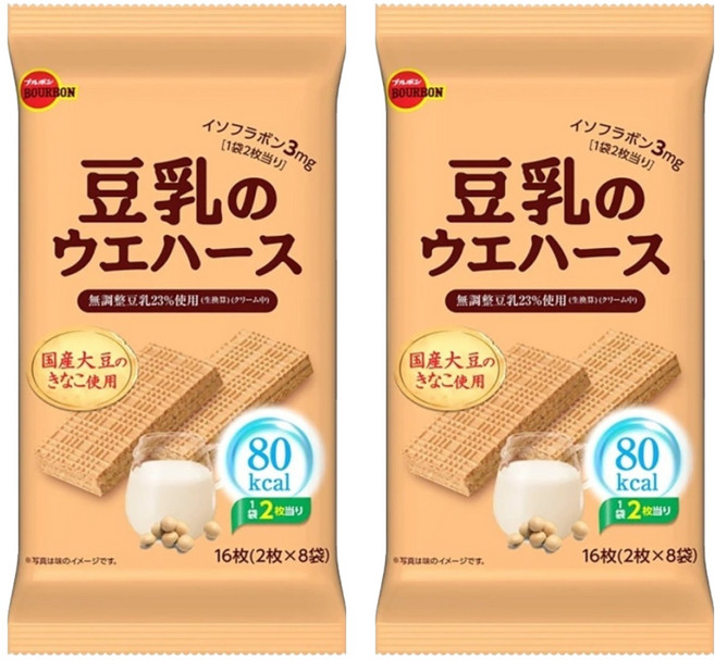 BOURBON 北日本 豆乳威化夾心餅, 112.8g, 2袋
