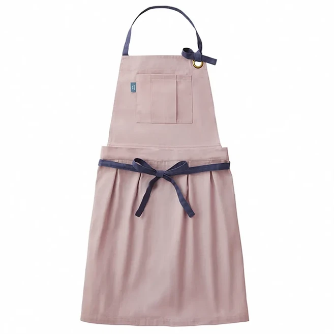 BRUnO 兩件式綁帶工作圍裙 - 可調長度頸帶 可調腰綁帶 3置物口袋 抹布側掛, 藕粉, 1件